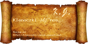 Klenoczki János névjegykártya